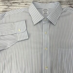 Brooks Brothers Shirt Men's 18-35 Blue Stripes Regent Non Iron Supima Cotton